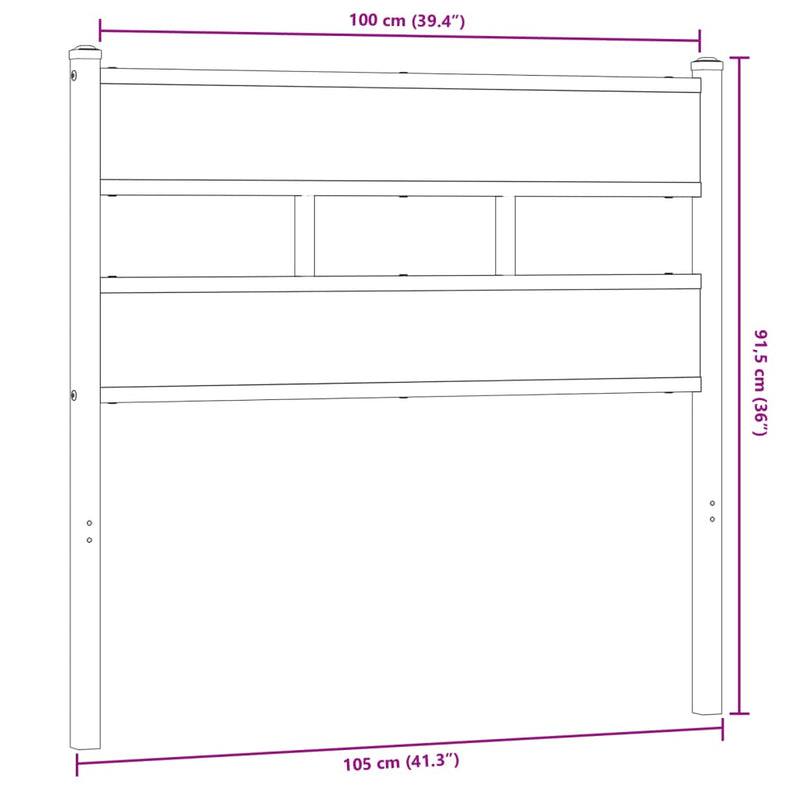 vidaXL füstös tölgy színű szerelt fa és vas fejtámla 100 cm