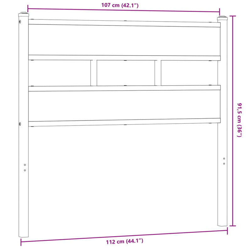 vidaXL füstös tölgy színű szerelt fa és vas fejtámla 107 cm