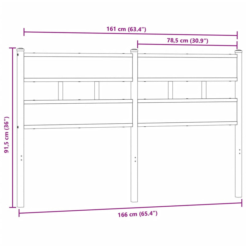 vidaXL füstös tölgy színű szerelt fa és vas fejtámla 160 cm