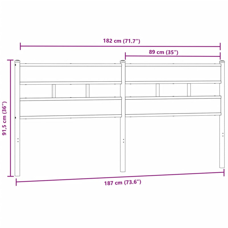 vidaXL füstös tölgy színű szerelt fa és vas fejtámla 180 cm