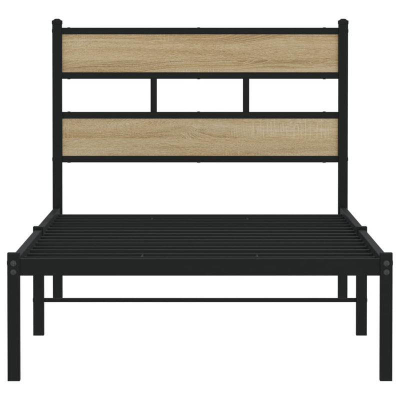 vidaXL sonoma tölgy színű fém ágykeret matrac nélkül 90 x 200 cm