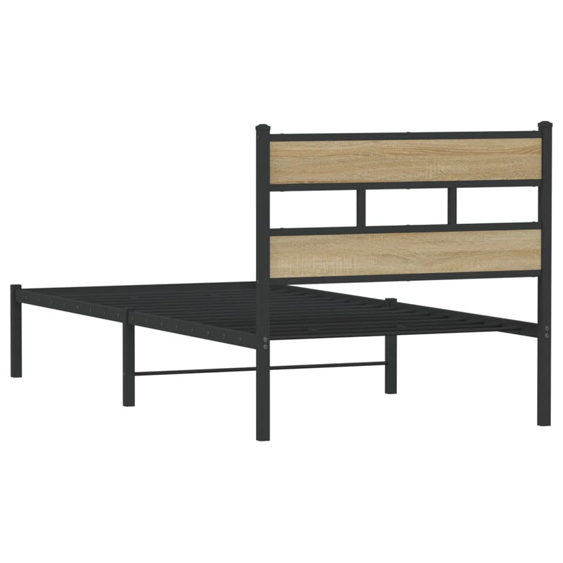 vidaXL sonoma tölgy színű fém ágykeret matrac nélkül 90 x 200 cm