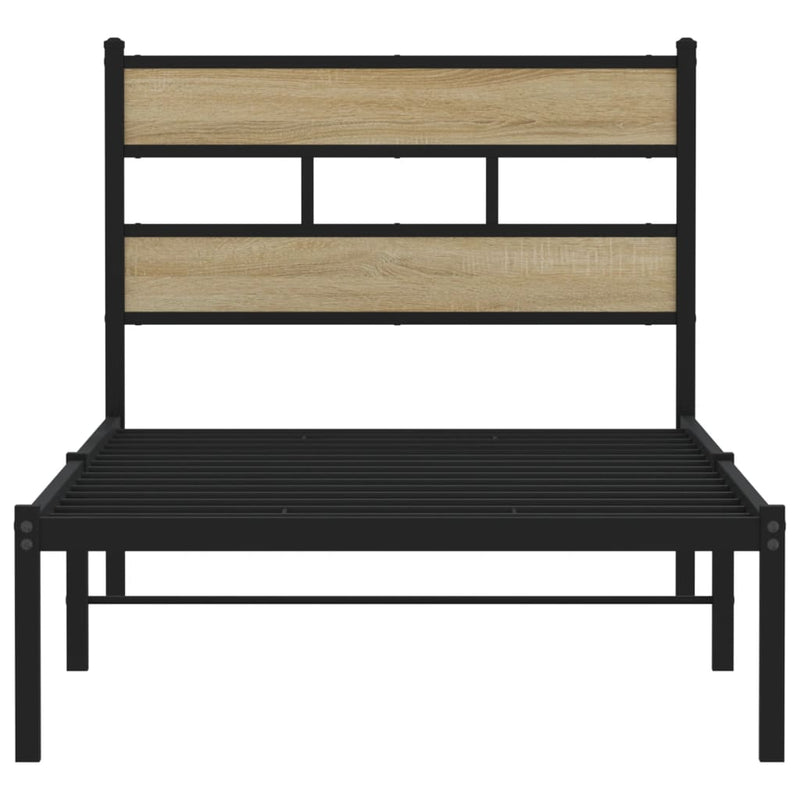 vidaXL sonoma tölgy színű fém ágykeret matrac nélkül 100 x 200 cm