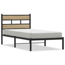 vidaXL sonoma tölgy színű fém ágykeret matrac nélkül 107 x 203 cm