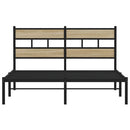 vidaXL sonoma tölgy színű fém ágykeret matrac nélkül 135 x 190 cm