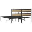 vidaXL sonoma tölgy színű fém ágykeret matrac nélkül 135 x 190 cm