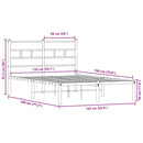 vidaXL sonoma tölgy színű fém ágykeret matrac nélkül 135 x 190 cm
