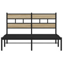 vidaXL sonoma tölgy színű fém ágykeret matrac nélkül 140 x 190 cm