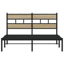 vidaXL sonoma tölgyszínű fém ágykeret matrac nélkül 160 x 200 cm