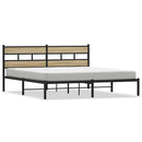 vidaXL sonoma tölgy színű fém ágykeret matrac nélkül 180 x 200 cm