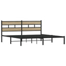 vidaXL sonoma tölgy színű fém ágykeret matrac nélkül 180 x 200 cm