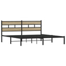 vidaXL sonoma tölgy színű fém ágykeret matrac nélkül 183 x 213 cm