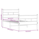 vidaXL sonoma tölgy színű fém ágykeret matrac nélkül 80 x 200 cm