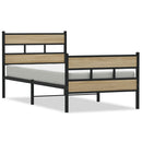 vidaXL sonoma tölgy színű fém ágykeret matrac nélkül 90 x 190 cm