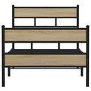 vidaXL sonoma tölgy színű fém ágykeret matrac nélkül 90 x 190 cm