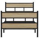 vidaXL sonoma tölgy színű fém ágykeret matrac nélkül 107 x 203 cm