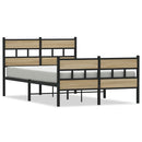 vidaXL sonoma tölgy színű fém ágykeret matrac nélkül 120 x 190 cm