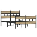 vidaXL sonoma tölgy színű fém ágykeret matrac nélkül 120 x 190 cm