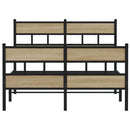 vidaXL sonoma tölgy színű fém ágykeret matrac nélkül 120 x 200 cm