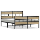 vidaXL sonoma tölgy színű fém ágykeret matrac nélkül 135 x 190 cm