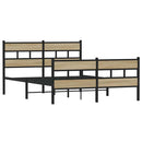 vidaXL sonoma tölgy színű fém ágykeret matrac nélkül 135 x 190 cm