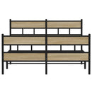 vidaXL sonoma tölgy színű fém ágykeret matrac nélkül 135 x 190 cm