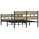 vidaXL sonoma tölgy színű fém ágykeret matrac nélkül 135 x 190 cm