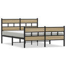 vidaXL sonoma tölgy színű fém ágykeret matrac nélkül 140 x 200 cm