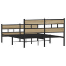vidaXL sonoma tölgy színű fém ágykeret matrac nélkül 140 x 200 cm