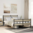 vidaXL sonoma tölgy színű fém ágykeret matrac nélkül 140 x 200 cm