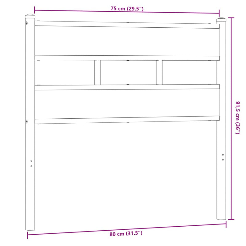 vidaXL sonoma tölgy színű szerelt fa és vas fejtámla 75 cm
