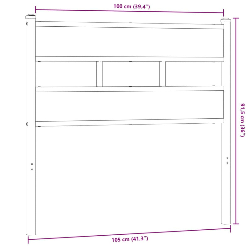 vidaXL sonoma tölgy színű szerelt fa és vas fejtámla 100 cm