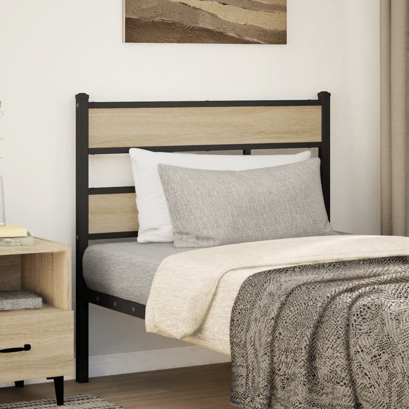 vidaXL sonoma tölgy színű szerelt fa és vas fejtámla 100 cm