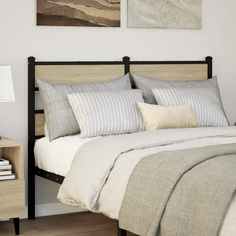 vidaXL sonoma tölgy színű szerelt fa és vas fejtámla 120 cm