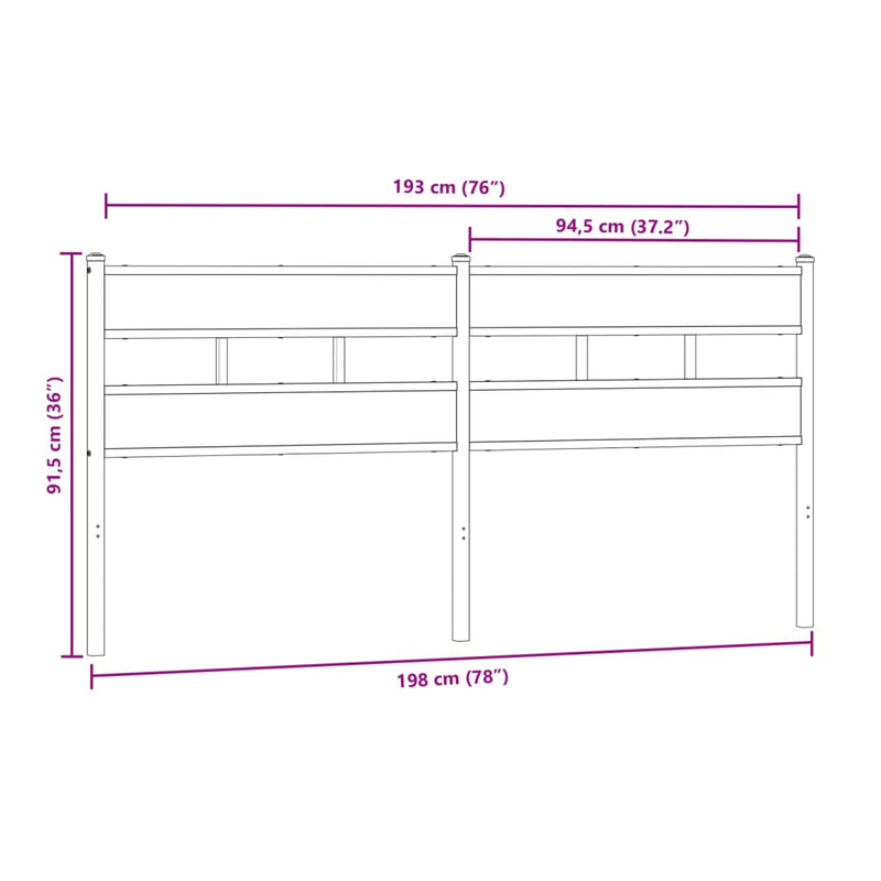 vidaXL sonoma tölgy színű szerelt fa és vas fejtámla 193 cm