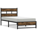 vidaXL füstös tölgy színű fém ágykeret matrac nélkül 90 x 190 cm
