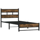 vidaXL füstös tölgy színű fém ágykeret matrac nélkül 90 x 190 cm
