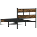 vidaXL füstös tölgy színű fém ágykeret matrac nélkül 90 x 190 cm