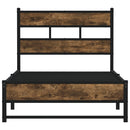 vidaXL füstös tölgy színű fém ágykeret matrac nélkül 107 x 203 cm