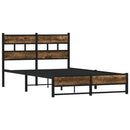 vidaXL füstös tölgy színű fém ágykeret matrac nélkül 120 x 200 cm