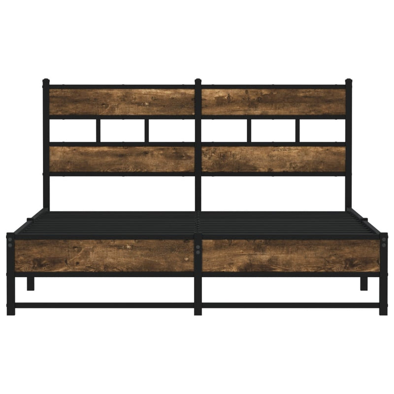 vidaXL füstös tölgy színű fém ágykeret matrac nélkül 135 x 190 cm