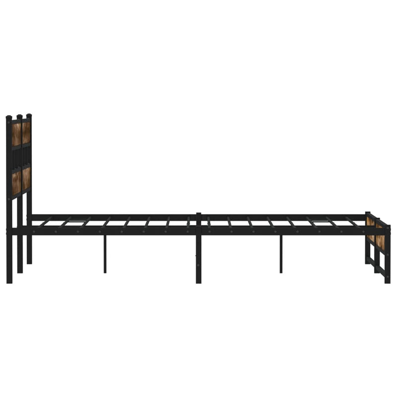 vidaXL füstös tölgy színű fém ágykeret matrac nélkül 135 x 190 cm