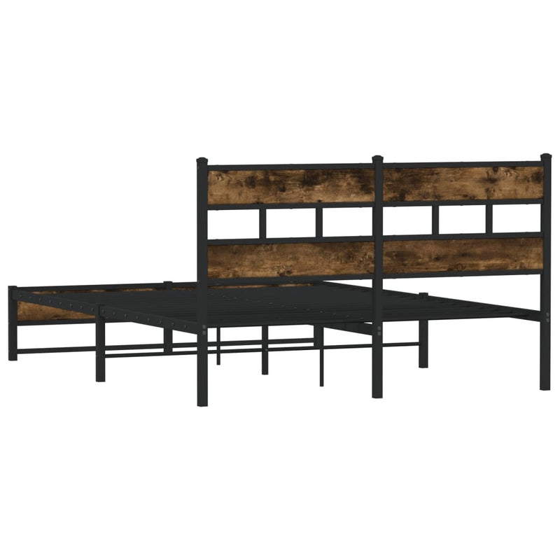 vidaXL füstös tölgy színű fém ágykeret matrac nélkül 135 x 190 cm