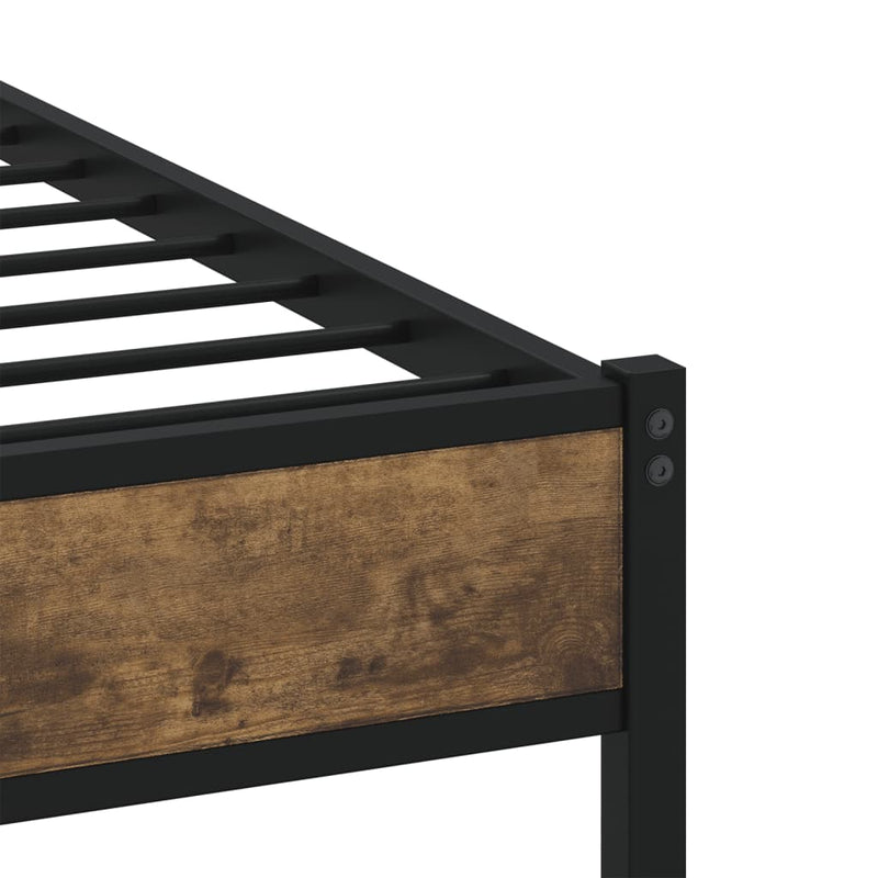 vidaXL füstös tölgy színű fém ágykeret matrac nélkül 135 x 190 cm
