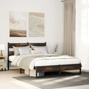 vidaXL füstös tölgy színű fém ágykeret matrac nélkül 150 x 200 cm