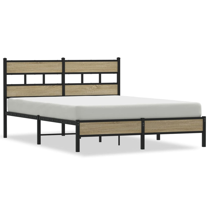 vidaXL sonoma tölgy színű szerelt fa ágykeret matrac nélkül 137x190 cm