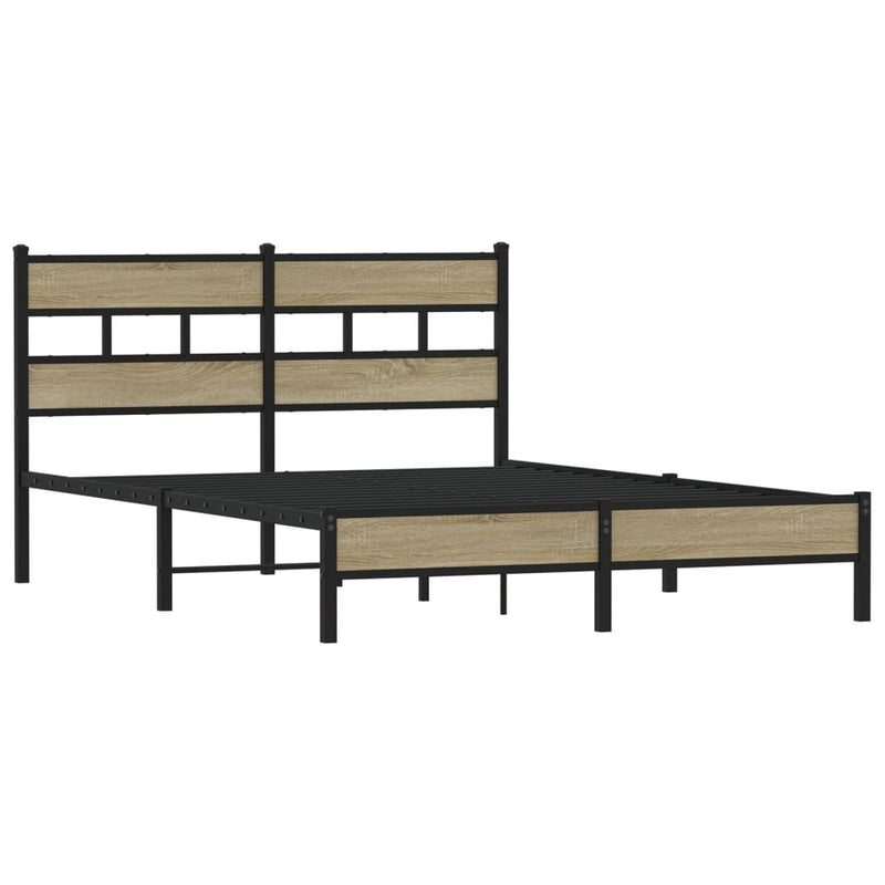 vidaXL sonoma tölgy színű szerelt fa ágykeret matrac nélkül 137x190 cm