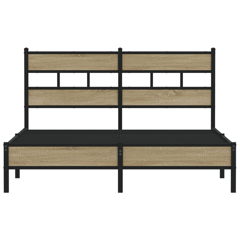 vidaXL sonoma tölgy színű szerelt fa ágykeret matrac nélkül 137x190 cm