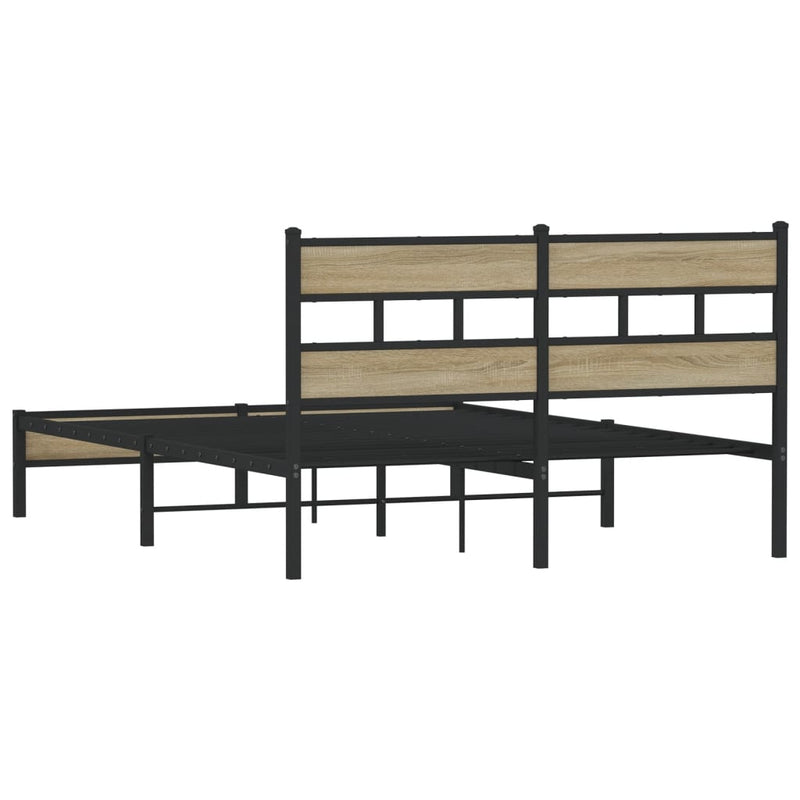 vidaXL sonoma tölgy színű szerelt fa ágykeret matrac nélkül 137x190 cm