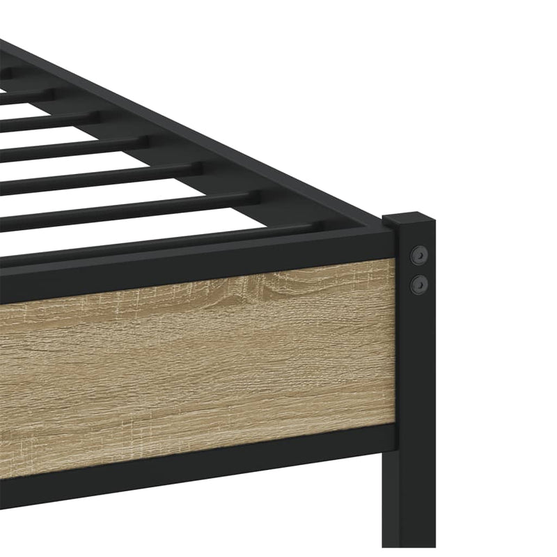 vidaXL sonoma tölgy színű szerelt fa ágykeret matrac nélkül 137x190 cm